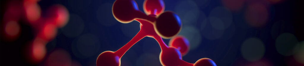 molécule sur fond bleu