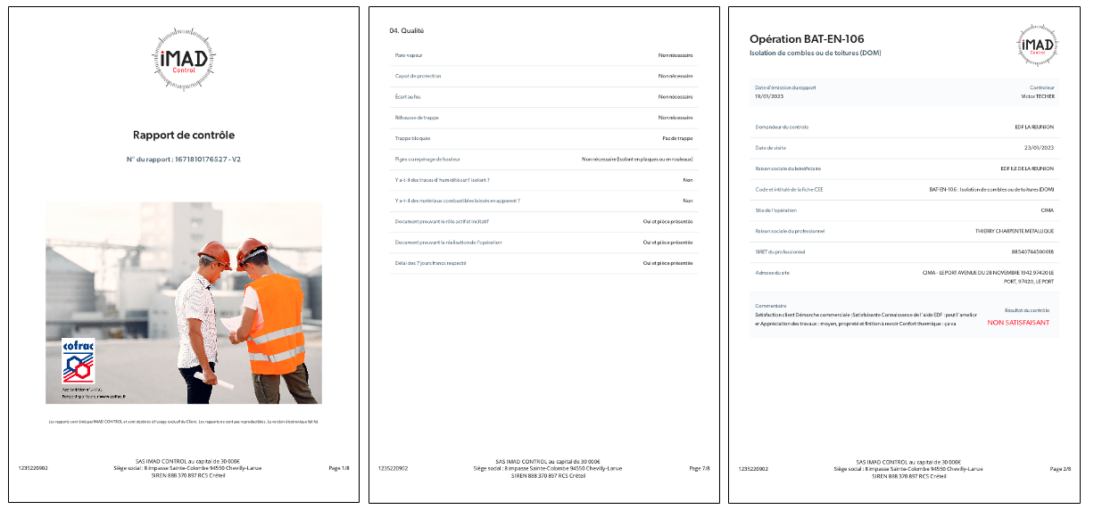 Présentation d'un rapport généré avec l'application IMAD