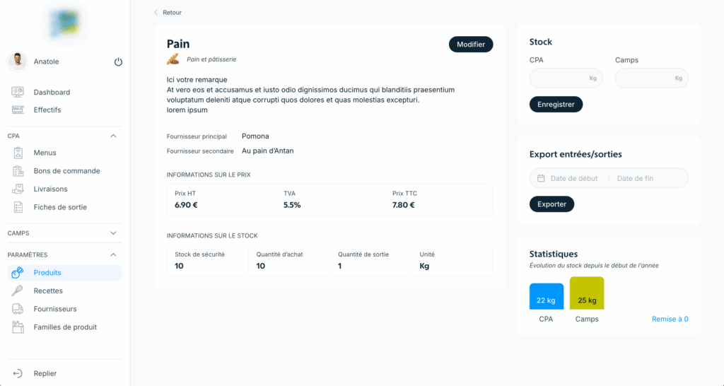 Exemple de maquette pour une application